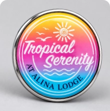 Vibrant printed tropical pin