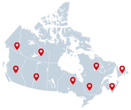 Map of Canada with custom pin locations Map of Canada with custom pin locations