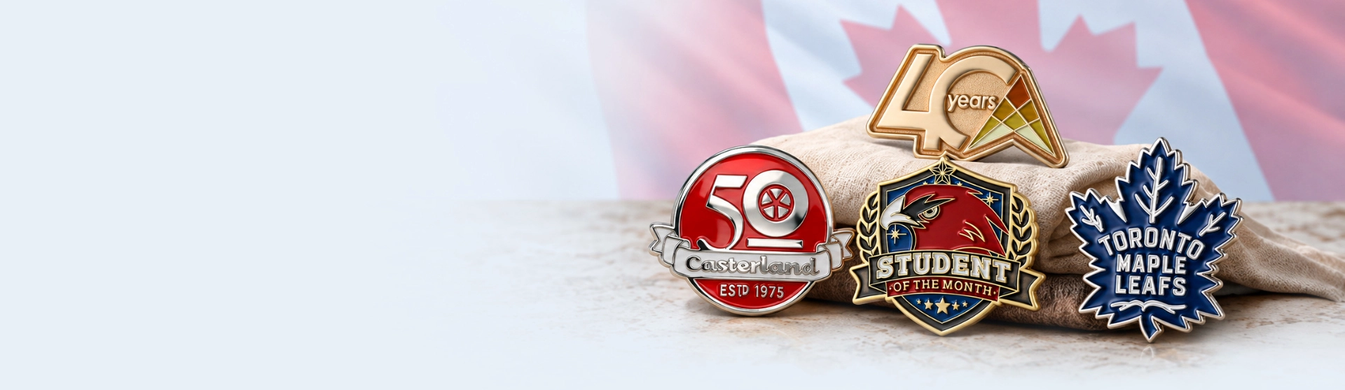 Collection of custom Canadian enamel pins Collection of custom Canadian enamel pins